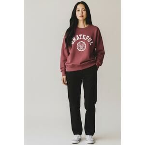 Sundry Grateful Graphic Sweatshirt Size 2 Medium Made in USA Cotton Fleece NWT